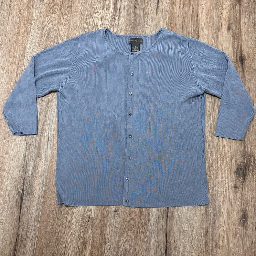 Banana Republic Blue Button Down Crew Neck Sweater Size M